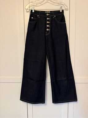 Eve Denim Charlotte Jean Size 25 Wide Leg Cropped High-Rise Button Fly NWOT